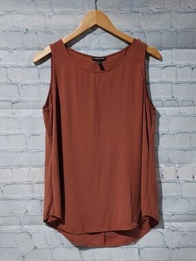 Eileen Fisher Womens PM Petite Medium Silk Tank Burnt Orange Office Minimalist